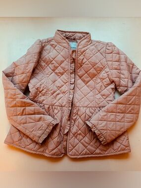 Janie and Jack Quilted Peach-Pink Ruffle-Trim Jacket